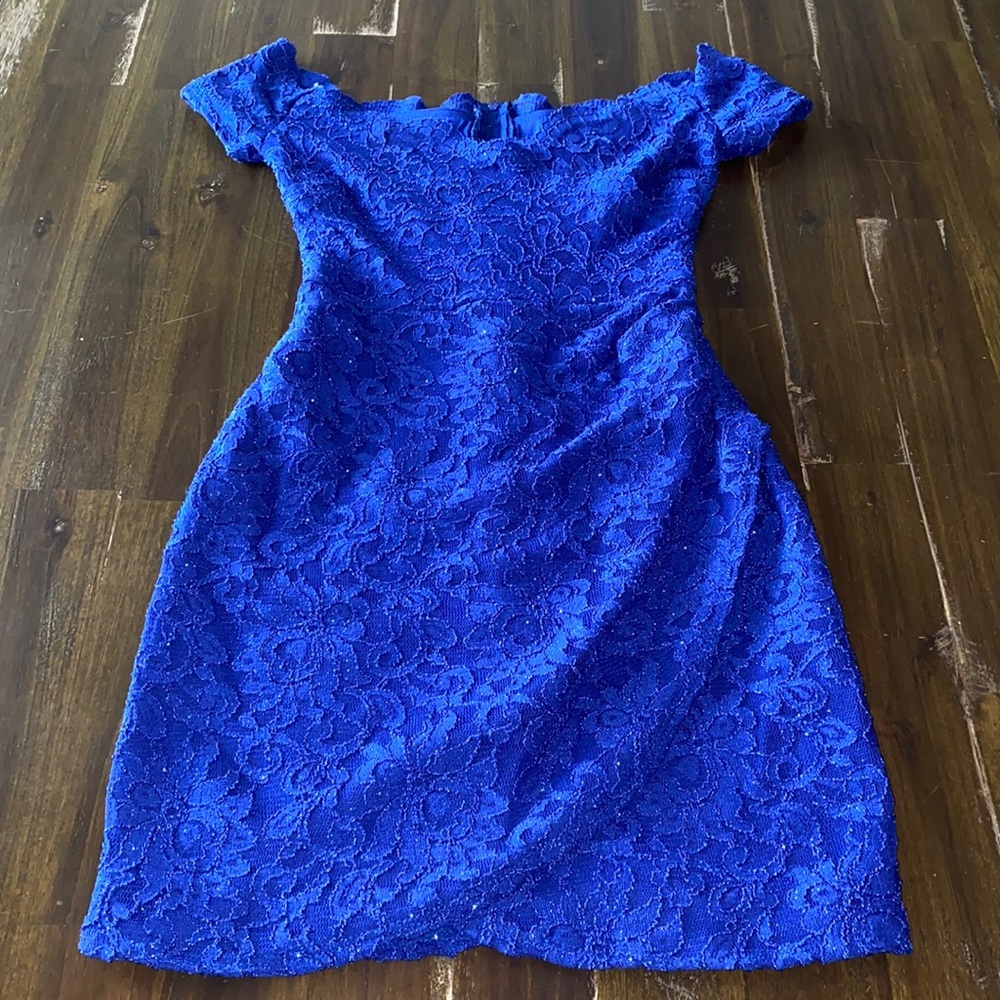 Blue short off the shoulder dress size 1/2
